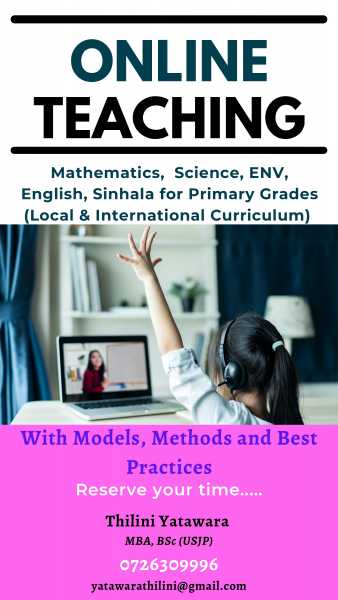 Online Classes-Primary Grades-Maths, Science, Sinhala, ENV & English