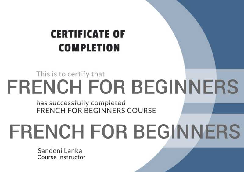 French for Beginners Certificate Course