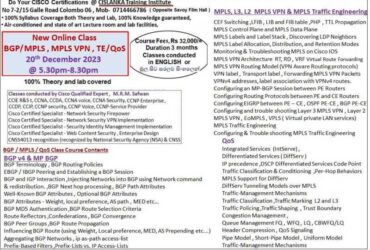 New ONLINE BGP / MPLS, MPLS VPN ,Traffic Engineering / QoS class
