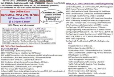 New ONLINE BGP / MPLS, MPLS VPN ,Traffic Engineering / QoS class