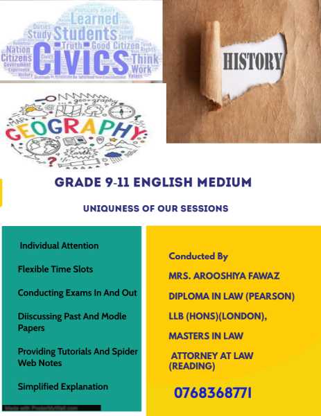 Conducting Session For History And Civics  – English Medium ( Local Syllabus)-Grade 10 and 11